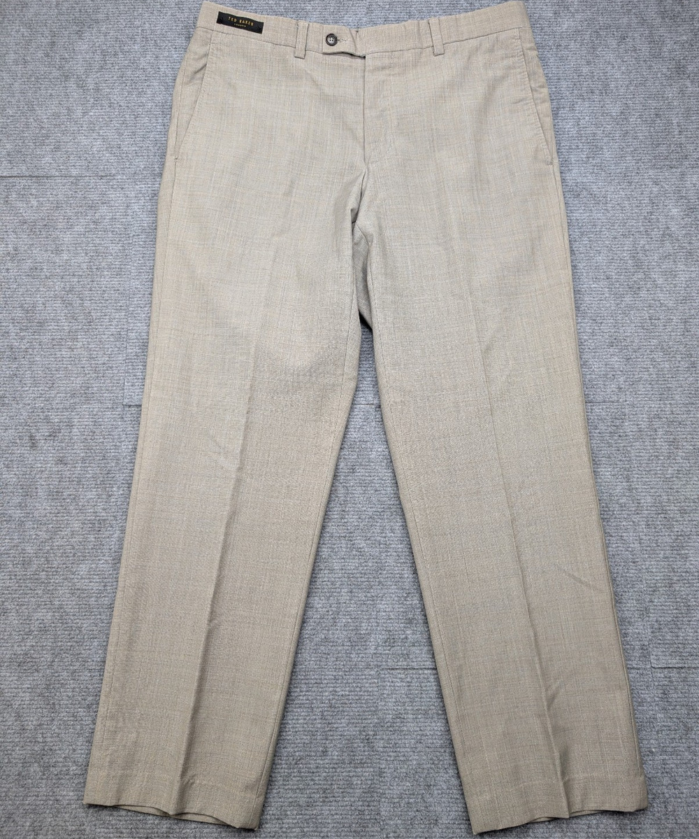 Ted Baker Jefferson Pants Mens 34 Wool Trouser Career Capsule Gray Plaid Classic